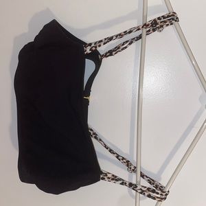black and cheetah swim top